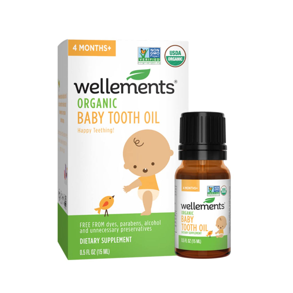 Wellements Organic Baby Tooth Oil for Teething, Free from Dyes, Parabens, Preservatives, 0.5 Fl oz 0.5 Fl Oz (Pack of 1)