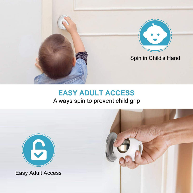 [Australia] - Door Knob Safety Cover for Kids (4 Pack) New Shape & Structure Design Child Door Knob Covers Prevent Children from Opening Doors Baby Safety Door Knob Locks Fit Most Knobs White 4 Pack 