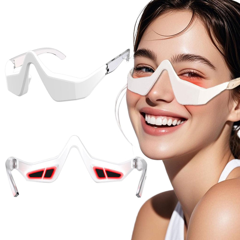 Under Eye Red Light Therapy Glasses Micro Vibration Eyelift Device Red Light Therapy for Relieve undereye Bags Fatigue Dark Circles Wrinkles Puffiness for Women and Men