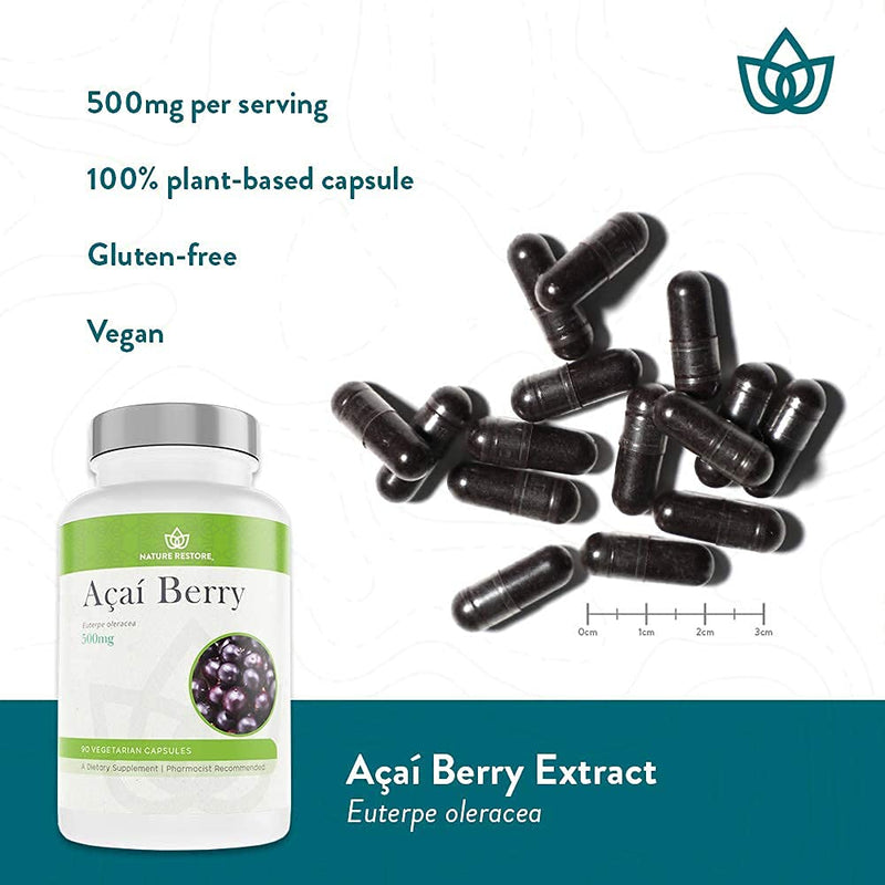 [Australia] - Nature Restore Organic Acai Berry Supplement, Freeze Dried, 90 Acai Berry Capsules, Non GMO, Gluten Free, Vegan 