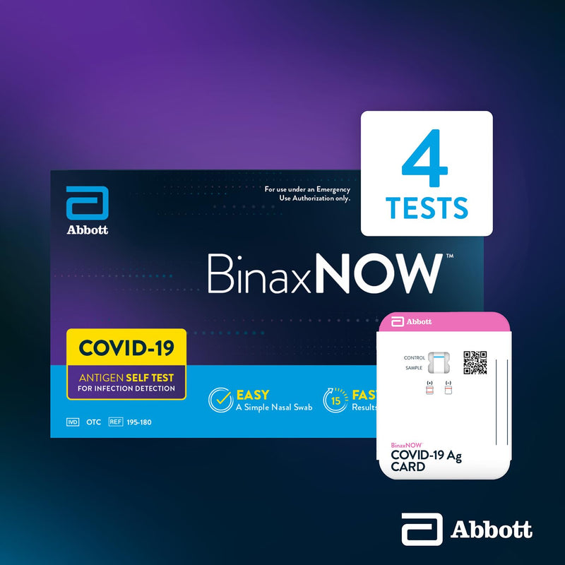 [Australia] - BinaxNOW COVID-19 Antigen Self Test, 1 Pack, 4 Tests Total, COVID Test With 15-Minute Results Without Sending to a Lab, Easy to Use at Home 4 Test Total 