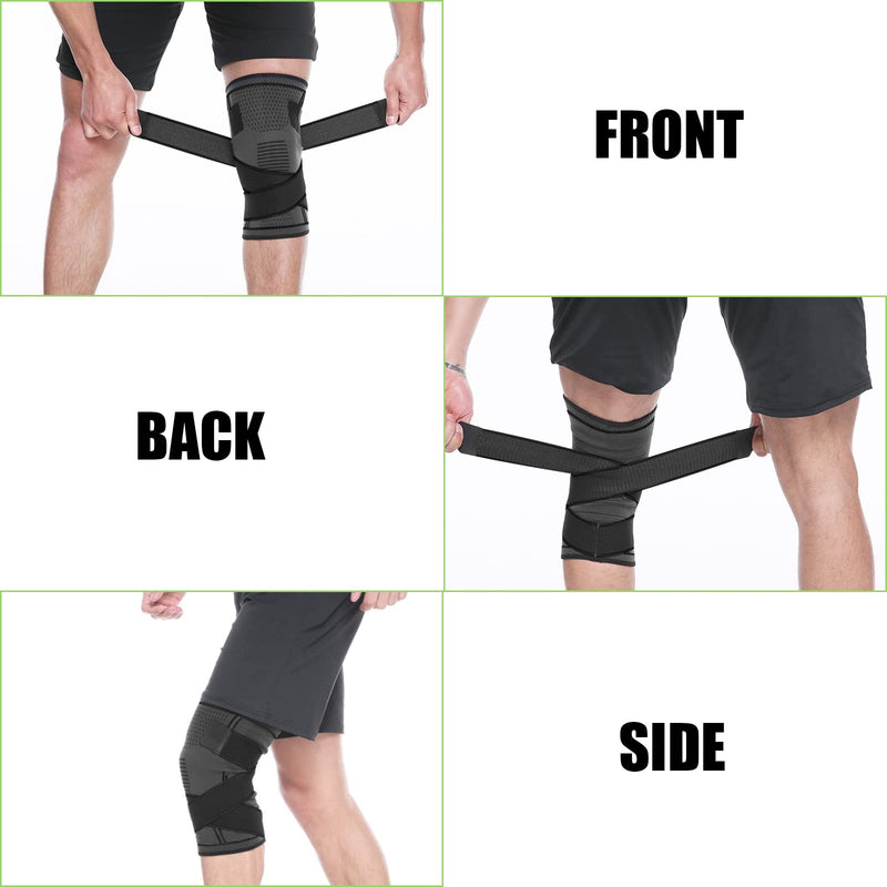 [Australia] - MILAIUN Knee Brace for Men Women, Knee Support Sports Set of 2, Knee Brace for Stabilization, Non-Slip Breathable Knee Brace, for Meniscus Tear, Arthritis, Volleyball Black L 