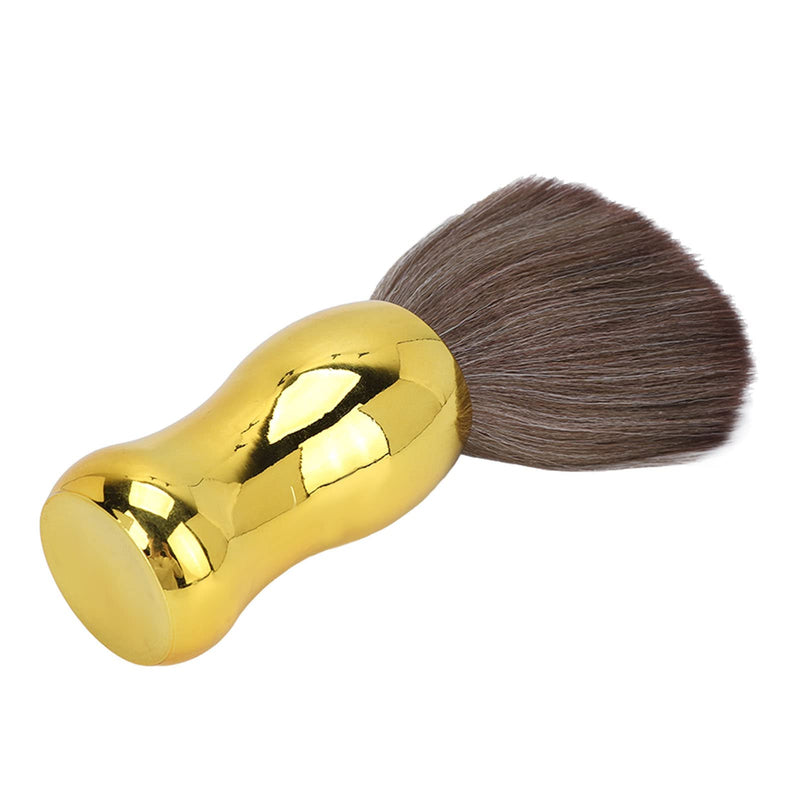 Hair Cut Neck Duster Barber Neck Hair Duster Brush, Barbershop Hair Sweeping Cleaning Brush for Face Neck, Soft Thick Nylon Hair Debris Dusting Brush Make up Brush with Gold Handle