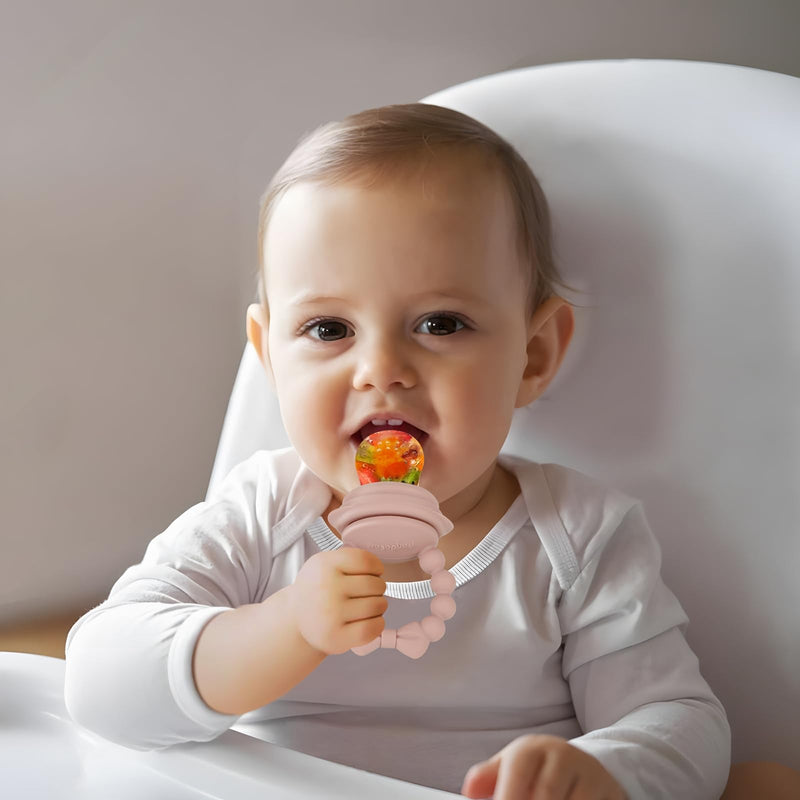 [Australia] - PandaEar 3 Pack Baby Fruit Food Feeder Pacifier with 3 Different Size Silicone Pouch, Silicone Teethers for Babies 3-6-12 Months, BPA Free Mesh Feeder, Baby Solid Food Essentials 