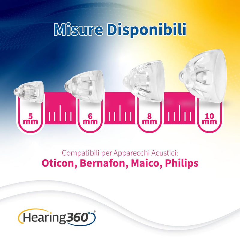 6 x OPEN MiniFit Domes Compatible Oticon, Bernafon, Philips and Maico - Silicone Hearing Aid Domes (8mm) 8 mm