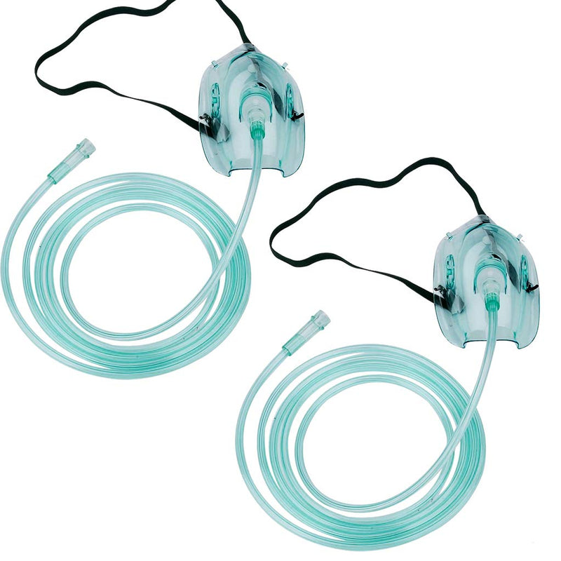[Australia] - 2 Package - Adult Europe Oxygen Mask with 6.6' Tubing and Adjustable Elastic Strap - Size L Size L+(Adult Europe) 