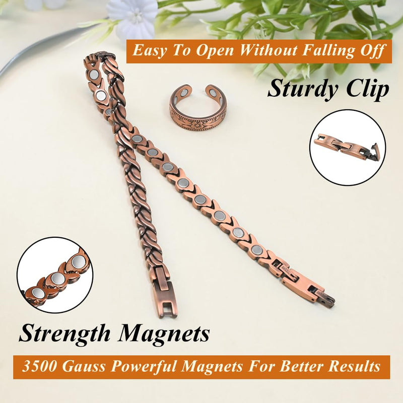 [Australia] - Vicmag Copper Anklet for Women Magnetic Ankle Bracelet with Ultra Strength Magnets 99.9% Solid Copper Gift for Her (Adjustable) Fishtail 