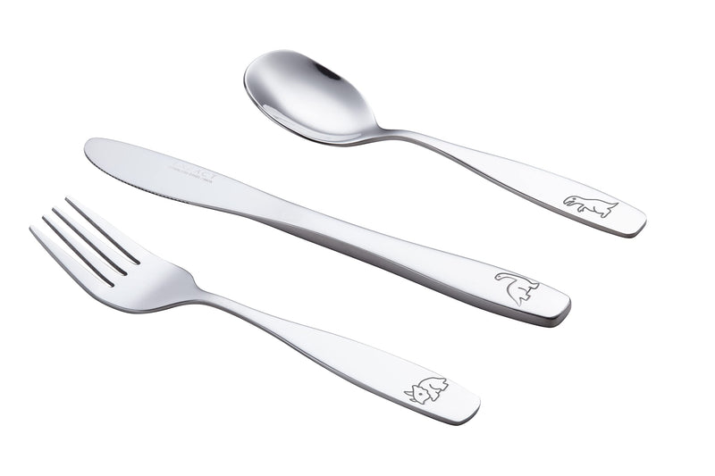 [Australia] - Exzact Kids Flatware 6 Pieces Stainless Steel Children Silverware 2 x Forks, 2 x Knives, 2 x Spoons,Toddler Utensils, Dishwasher Safe, 24 Months+ (Dinosaurs Engraved) 6 Piece Set Dinosaurs x 6 