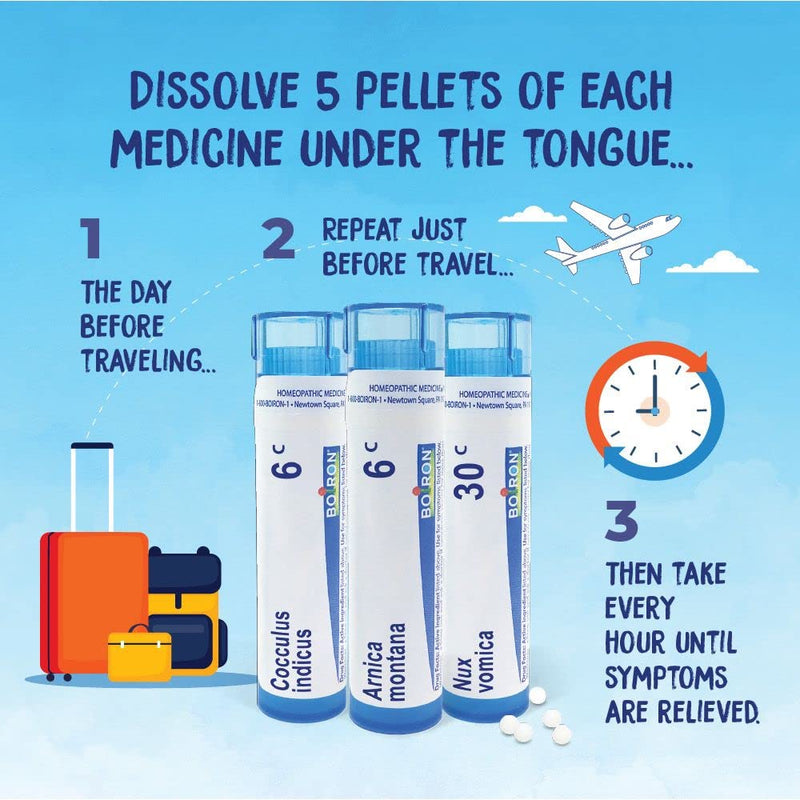 Boiron Jet Lag Relief Kit - Travel Essential for Relief from Nausea, Stiffness, Muscle Pain, and Drowsiness from Long Flights - (240 Pellets), (Pack of 6) 80 Count (Pack of 6)