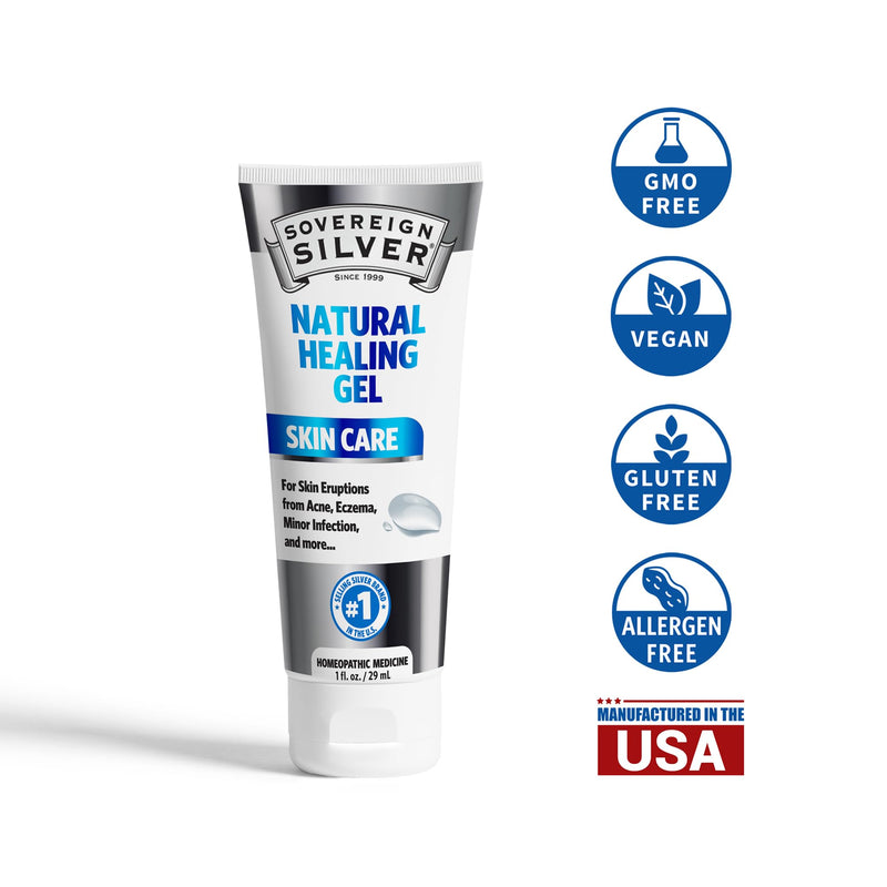 [Australia] - Sovereign Silver Natural Healing Gel - Skin Care for Healing, Redness Reduction, Minimizing Acne Scars & Easing Inflammation - 1oz 1 Ounce (Pack of 1) 