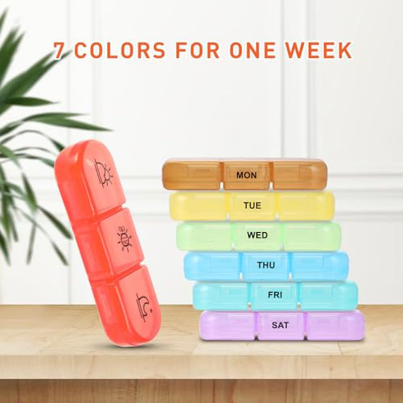 Weekly Pill Organizer 7 Day x 3 Times a Day,Medication & Pill Organizer Travel Case with Removable Compartments for Vitamins & Pills Kit (Pink) Pink