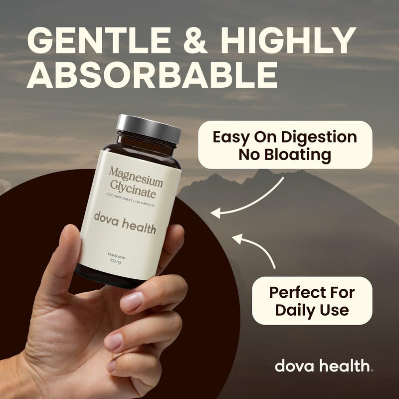 Glycinate 300mg - High Absorption Chelated Magnesium Bisglycinate - Pure Magnesium Supplement for Sleep, Stress Relief, Muscle & Bone Support - 120 Vegan Capsules, Made in UK