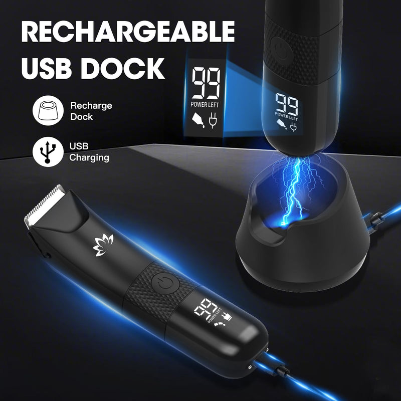 [Australia] - RESUXI Manscape Ball Trimmer for Men,Body& Pubic Hair Trimmer and Groin Hair Shaver, Bikini Trimmer Women,Smooth Shaving, Lightweight with Travel Lock, IPX7 Waterproof Wet/Dry Shaving, LED Display Black-3 