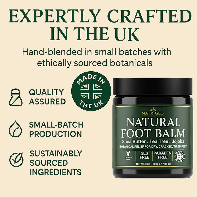 Organic Tea Tree Foot Balm for Dry Cracked Feet & Heels - Intensive Callus Remover & Foot Repair Cream with Shea Butter - Moisturizer for Rough Hard Skin & Cracked Heel Treatment for Men & Women 7.05 Ounce (Pack of 1)