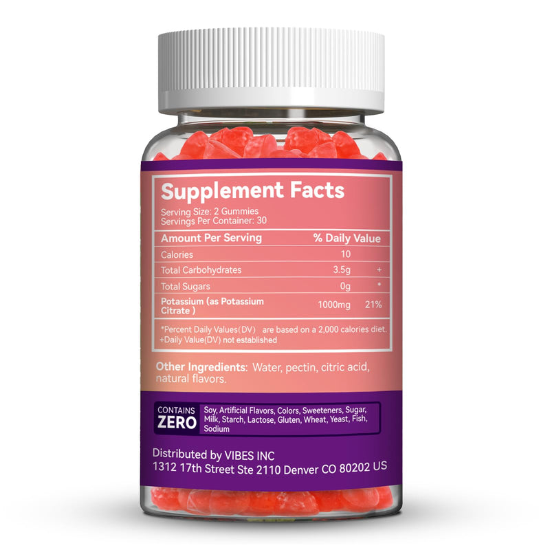 [Australia] - Potassium Gummies,Chewable Potassium Supplement 1000mg for Adults, Support Leg Cramps & Muscle Health for Women & Men - Sugar-Free,Vegan,60 Count Raspberry Lemon 60 Count (Pack of 1) 