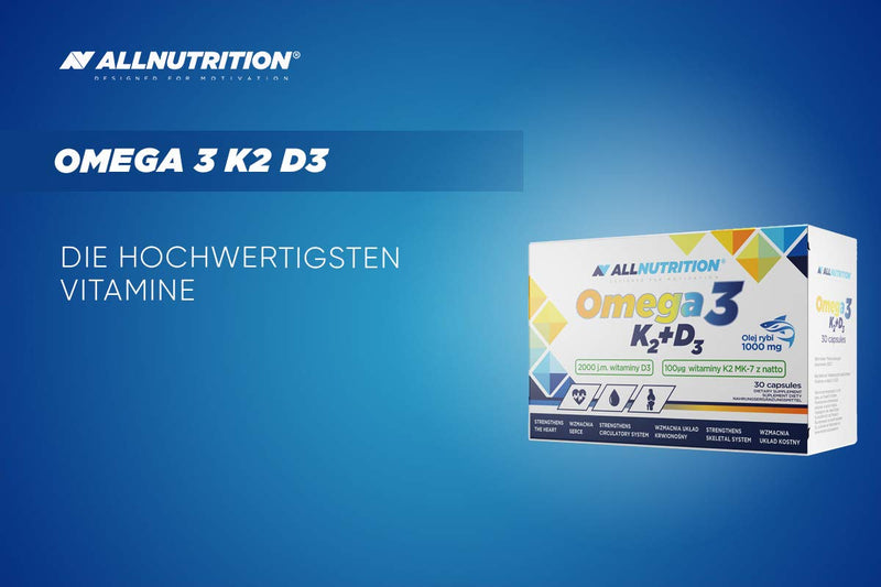 [Australia] - ALLNUTRITION OMEGA 3 K2 D3 is a high quality supplement containing fish oil and vitamins K2 and D3. 