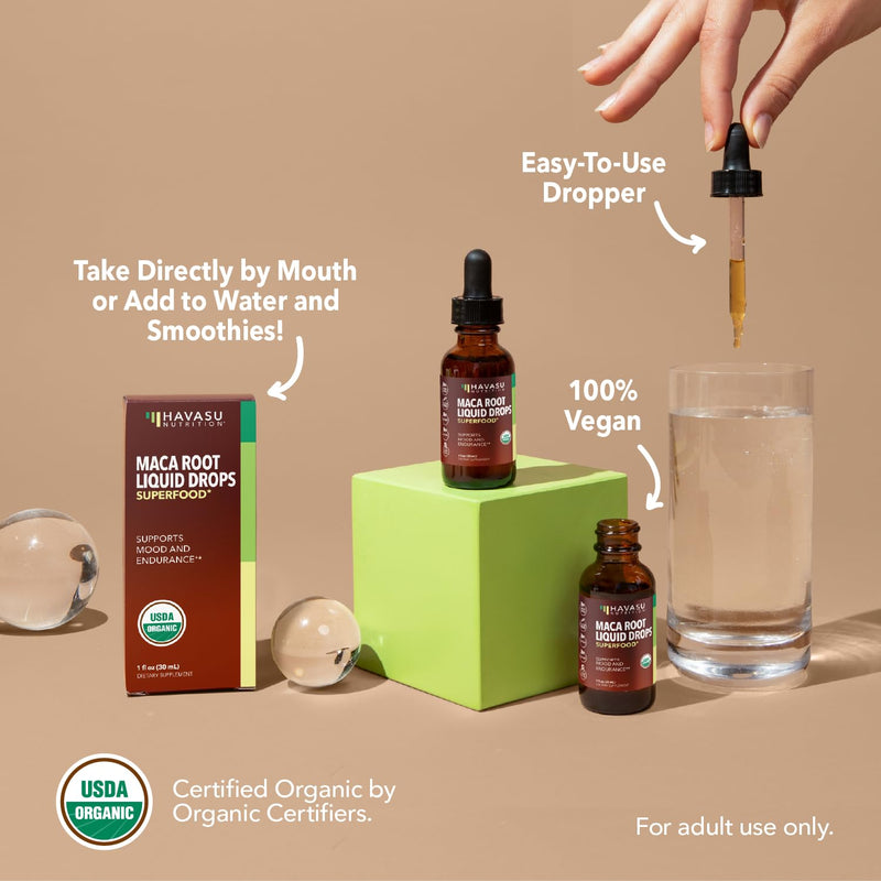 [Australia] - Organic Maca Root Liquid Drops - Supports Hormone Balance, Mood, and Energy in Women and Men - Lepidium Meyenii to Support Performance and Vitality - Non-GMO, Vegan, Unflavored - 60 Servings 