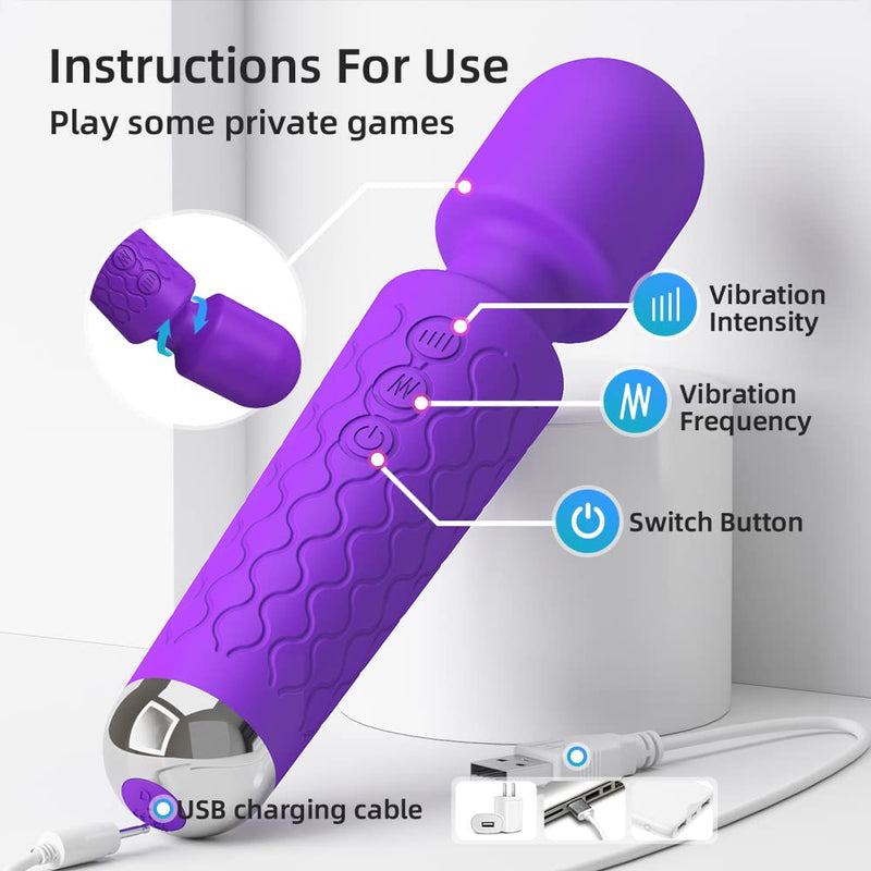 [Australia] - Manual Back Personal Massager - Cordless Massager Stick - Quiet Handheld Body Massager - Deep Tissue Back Massager for Muscle Recovery Pain Relief for Shoulders, Legs, Neck-20 Modes & 8 Speeds Black 