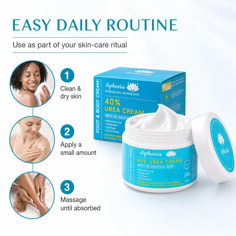 Urea Cream 40 Percent for Feet Maximum Strength w/ Vitamin E & 2% Salicylic Acid, Non-Greasy Formula Foot Cream for Summer Dry Cracked Heels - Intense Moisturizer Callus Remover for Hands, Foot, Body Camellia-Mild 5.3 Ounce (Pack of 1)