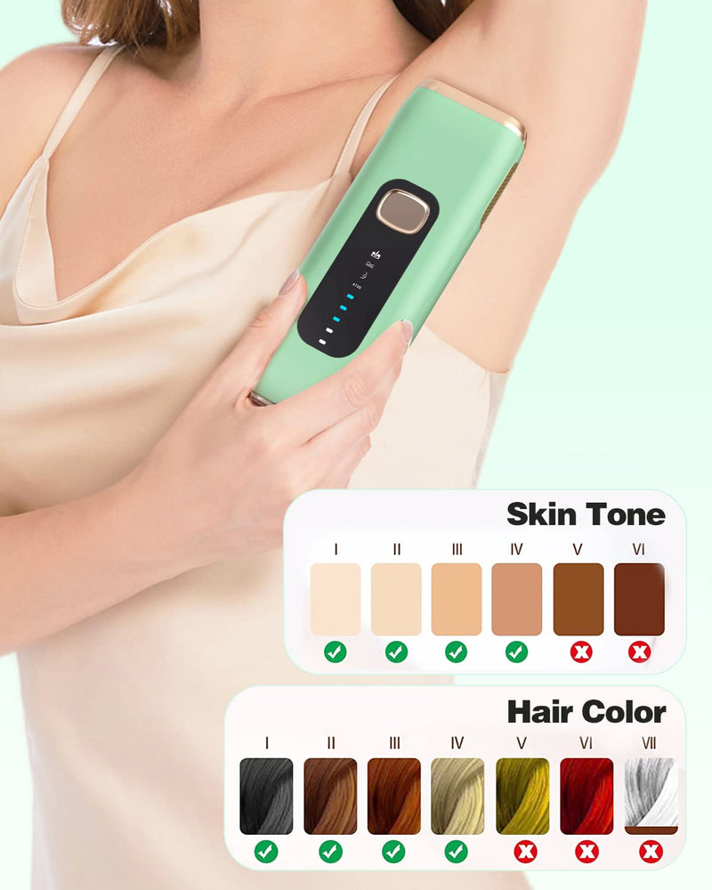 [Australia] - IPL Laser Hair Removal Device for Women Men at Home, Upgraded to 999,900 Flashes Permanent for Facial Legs Arms Bikini Line Whole Body Treatment Green 