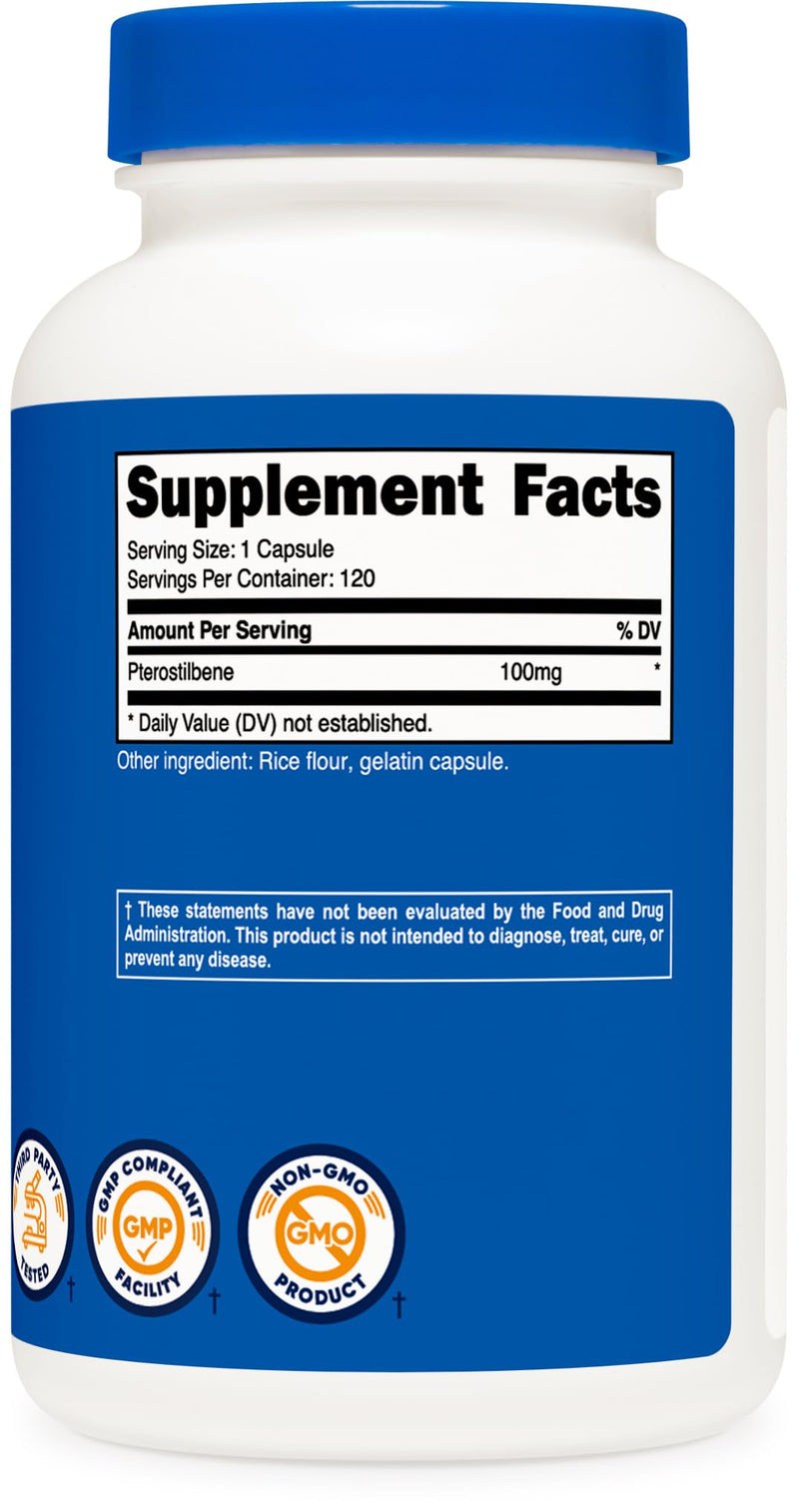 [Australia] - Nutricost Pterostilbene 100mg, 120 Capsules - Non-GMO, Gluten Free 