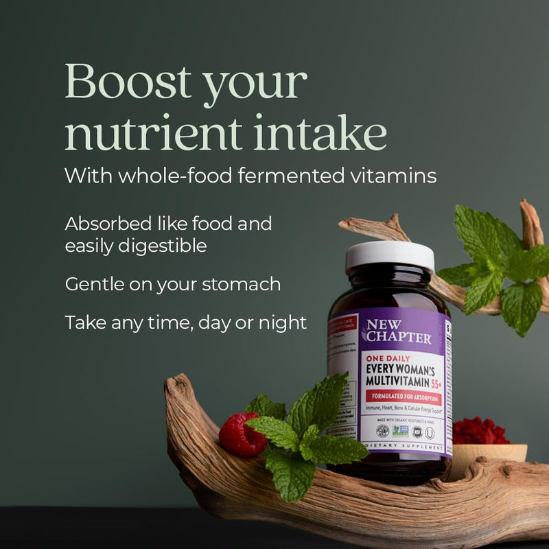New Chapter Every Woman's One Daily 55+ - Multivitamin for Women - Supports Immune, Bone & Vision Health* - Gentle on the Stomach - Non-GMO, Gluten Free, Dairy Free, Vegetarian & Kosher - 72 Tablets 72 Count (Pack of 1)