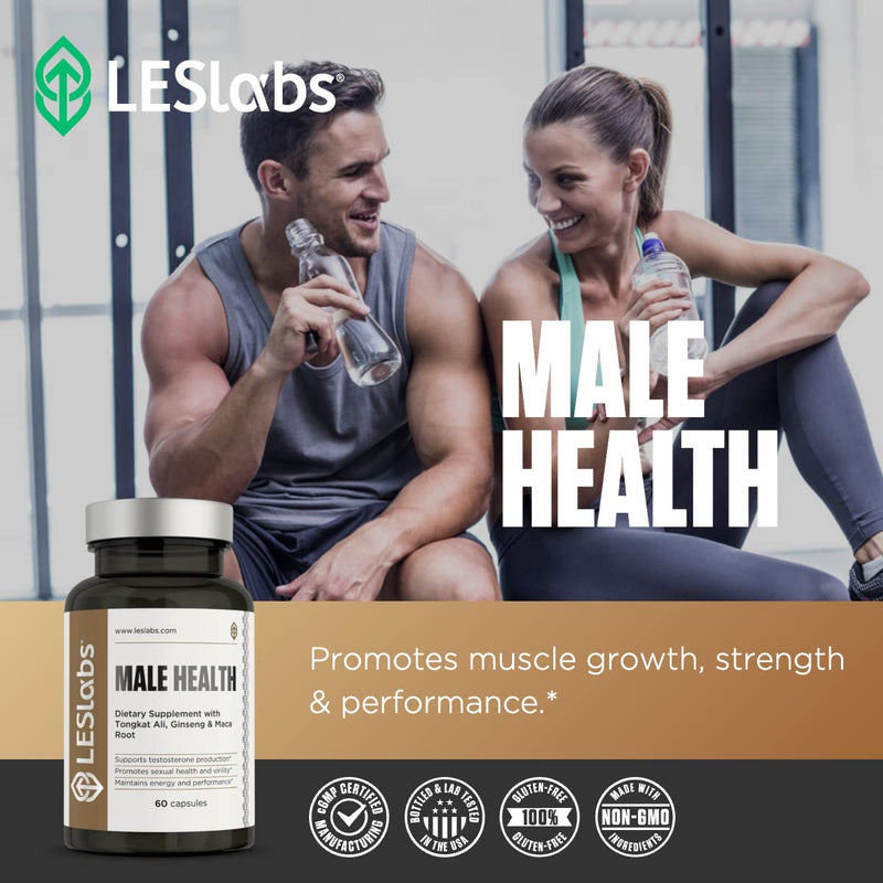 [Australia] - LES Labs Male Health – Enhance Hormone Production, Strength & Vitality, Drive & Endurance – Tongkat Ali, Ginseng, Maca & Boron – Non-GMO Supplement – 60 Capsules 