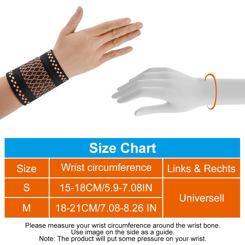 [Australia] - AOOWU Wrist Bandages, Pack of 2 Breathable Wrist Wrap Wrist Bandage, Wrist Support Bandage, Fitness for Sports, Gymnastics, Strength Training, Sports Protection (S) S 