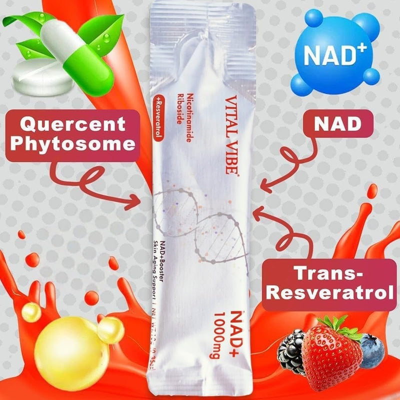 Liposomal NAD+ Trans-Resveratrol 1000mg - High Absorption Liquid for Energy Booster & Anti-Aging - Nicotinamide Riboside Alternative - Skin Aging Support, Energy and Focus - 30 Sticks (1 Month Supply) 1