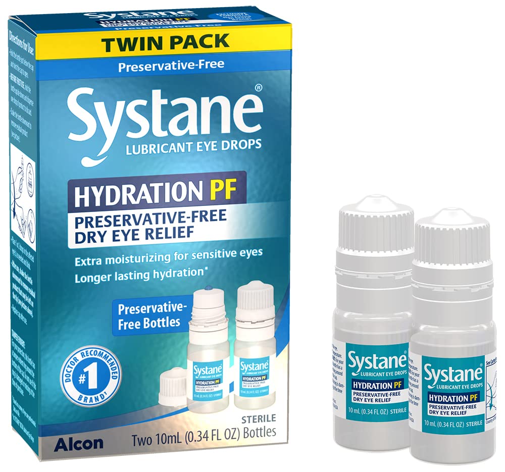 Systane Hydration Multi-Dose Preservative-Free Eye Drops Dry Eye Relief Twin Pack (2x10ml) 0.34 Fl Oz (Pack of 2)