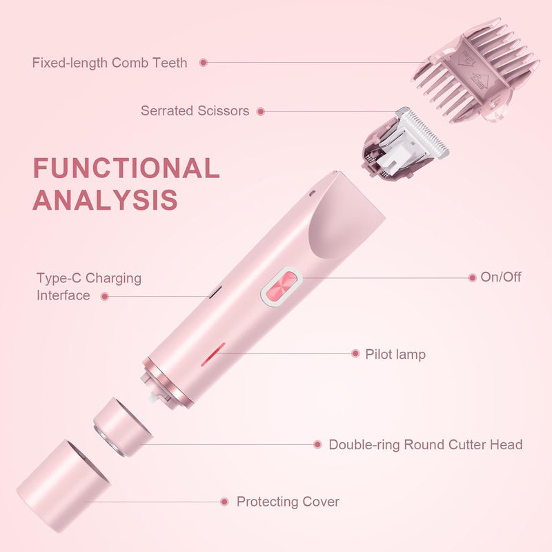 [Australia] - Bikini Trimmer for Women,2025 New Bikini Shaver,Electric Razor & Shaver with Dual Ceramic Blades,Painless Hair Removal,Rechargeable Razor Body Hair Trimmer for Wet & Dry Use 
