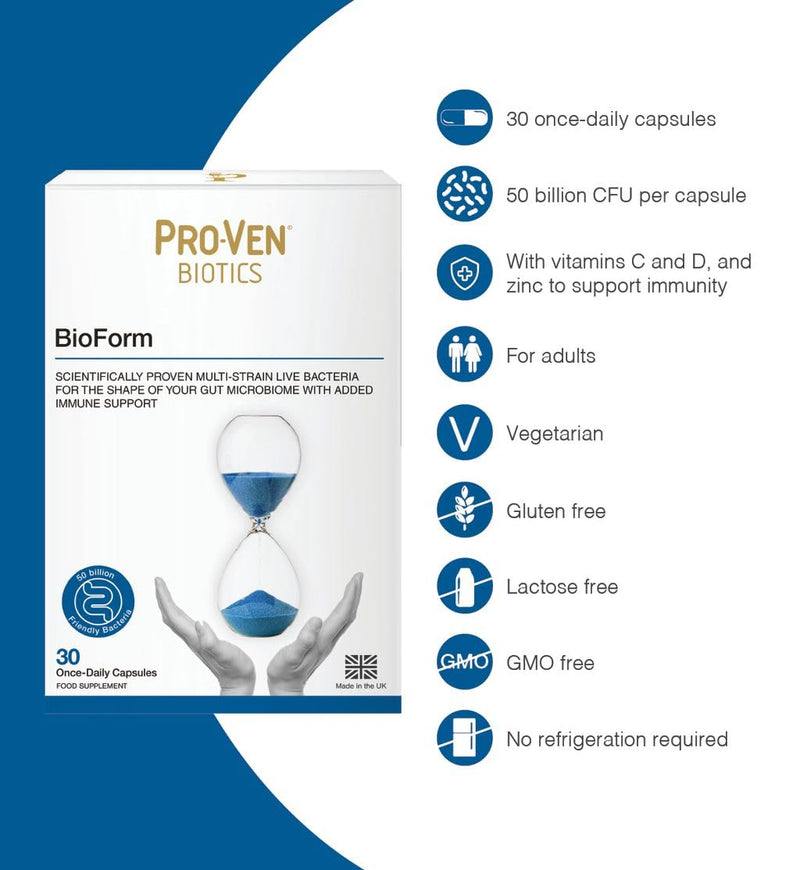 Pro-Ven Probiotics ShapeLine Bioform | Supports a 'shapelier You' | As seen in Daily Mail | 50 Billion CFU | Gut Health Supplement | 30 Capsules