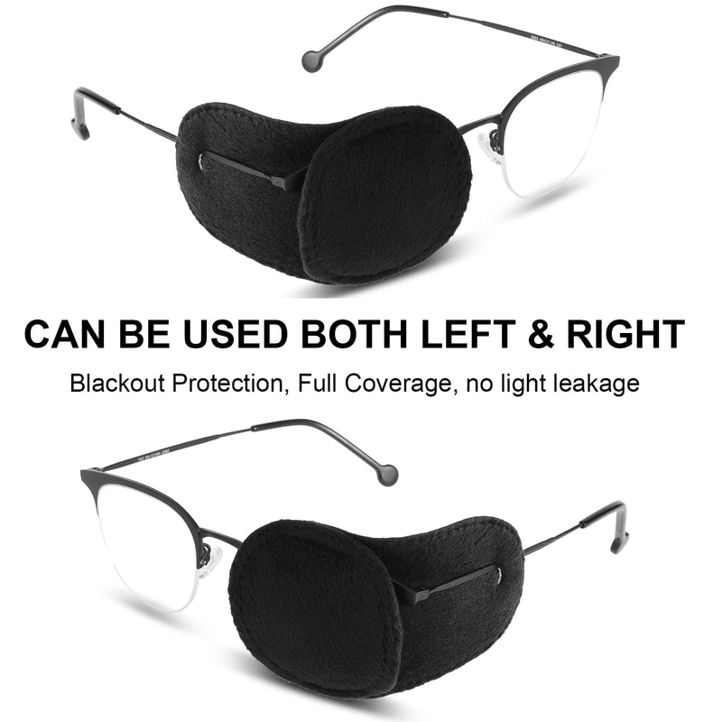 [Australia] - 4 Pcs Eye Patches for Adults Kids, Right & Left Eye Patch for Glasses, Reusable Lazy Eye Patch for Treating Lazy Amblyopia Strabismus After Surgery (Black) 1 Count (Pack of 4) 