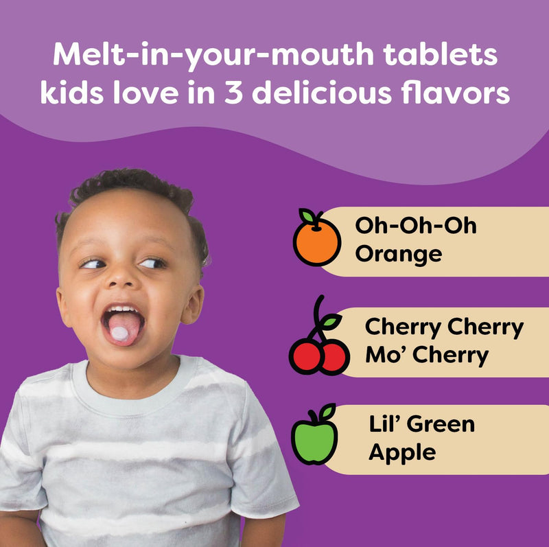 [Australia] - Renzo's Picky Eater Kids Multivitamin with Iron, Dissolving Kids Vitamins with Vitamin D3 and K2 and More, 60 Sugar-Free Melty Tabs, Lil‚Äô Green Apple Flavored 