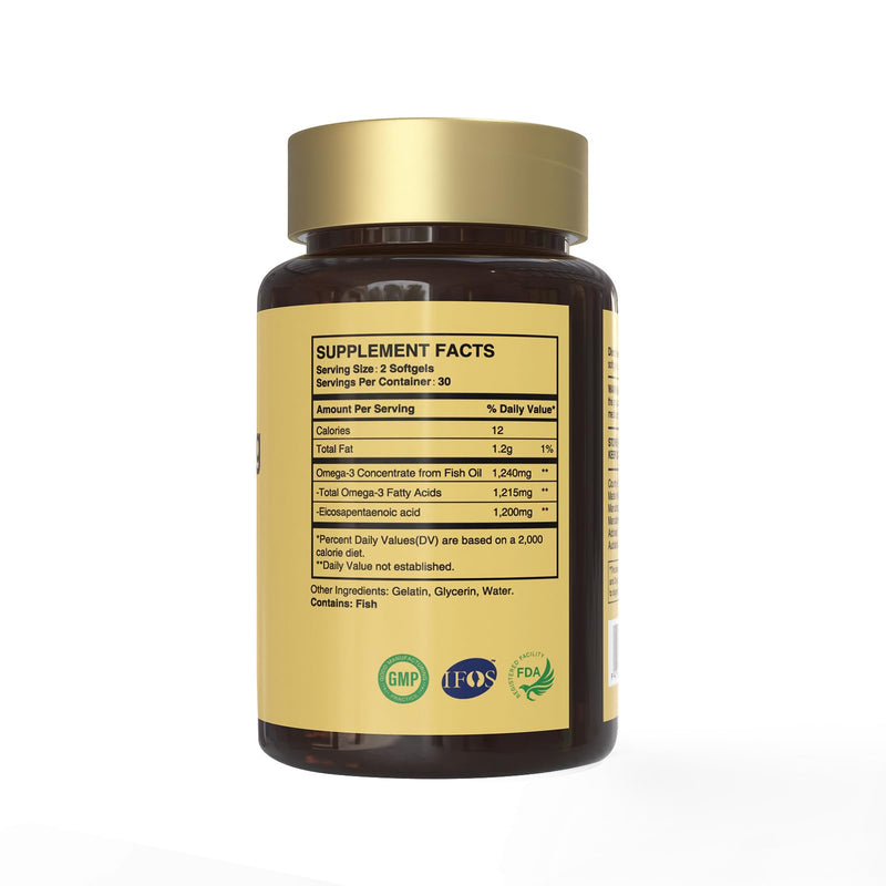 [Australia] - HUJ 97% EPA Omega-3 Fish Oil - 1200mg EPA Fish Oil, Wild-Caught, Sustainably Sourced - Suppprts Cardiovascular Health & Healthy Triglyceride lewels* - 60 Softgels 