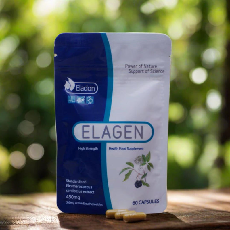 Elagen Siberian Ginseng Eleutherococcus Capsules – High Strength Standardised Extract 450 mg | 60 Vegetarian Caps | UK Made | Traditional Adaptogen for Energy & Wellbeing 60 count (Pack of 1)