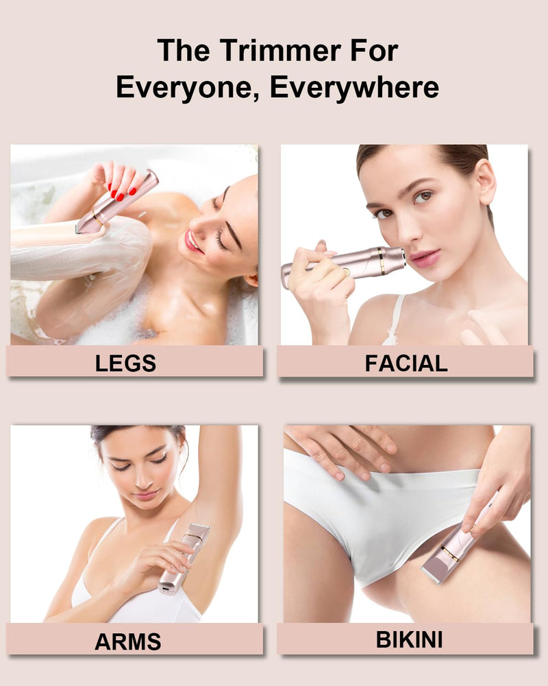 [Australia] - RAXMETRY facial hair remover for women, 2-in-1 electric shaver for women, intimate razor for women, rechargeable with USB charging station, trimmer for bikini area underarms, Ipx7 waterproof pink red 