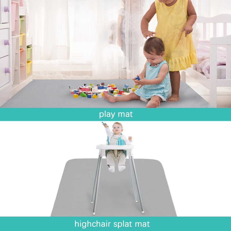 [Australia] - Splat Mat 2 Pack for Under High Chair & Arts & Crafts & Eating Mess, Waterproof 42''×46'' Baby Playtime Anti-Slip High Chair Mat for Floor or Table, Reusable & Portable Splash Mat for Under High Chair Grey 