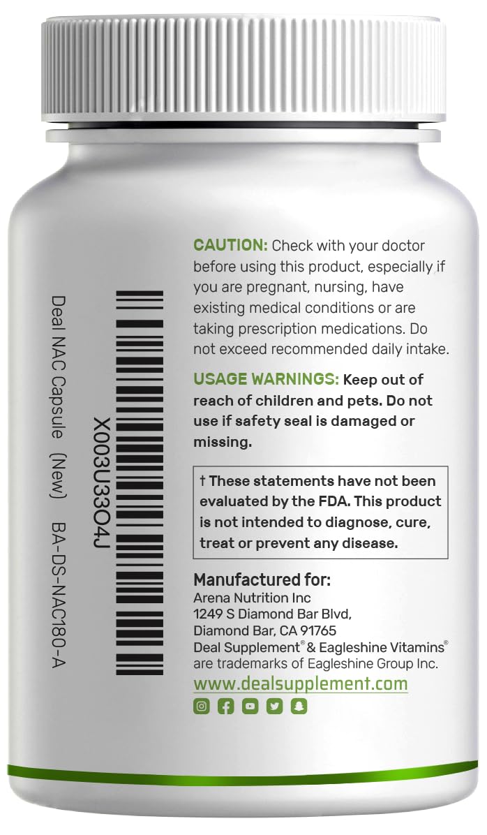 [Australia] - NAC Supplement (N-Acetyl Cysteine) 1,000*mg Per Serving with Reduced Glutathione, 240*Capsules – Antioxidant Support for Immune Health, Lung, & Liver Function 240 Count (Pack of 1) 
