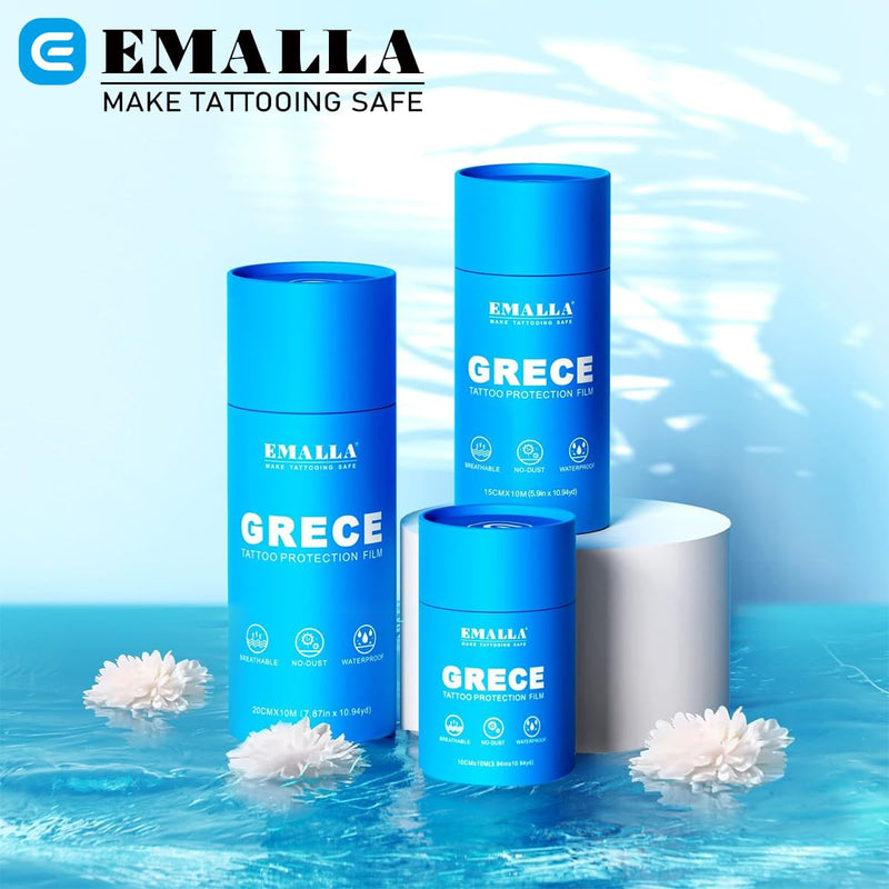 EMALLA GRECE Matte Tattoo Second Skin 20cm x 10m Aftercare Bandage Roll Tattoo Cover Up Patch Aftercare Wrap Transparent Film Waterproof Dressings 20cm*10m Roll