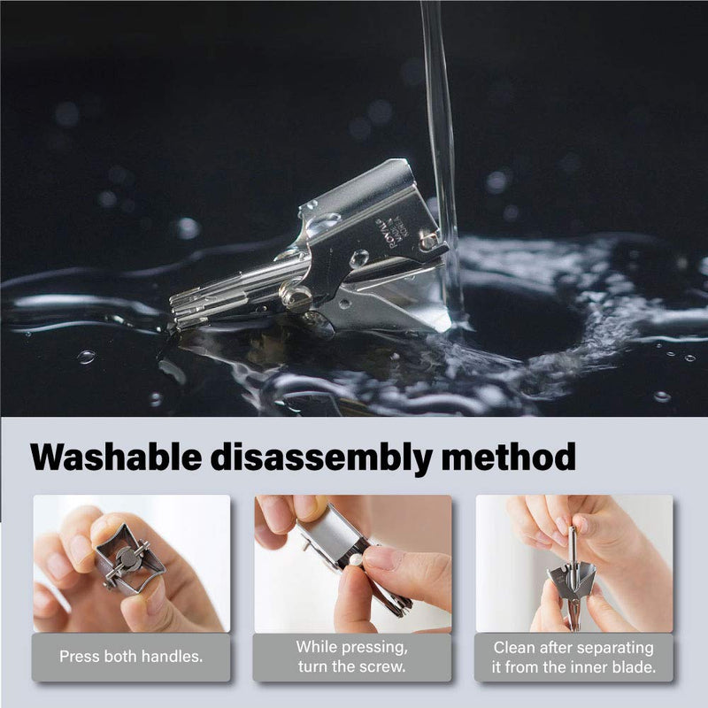 ROYAL [Made in Korea] Nose Hair Trimmer for Men Birdie, Manual, Battery-Free, Waterproof, Painless with Twelve Dual-Edged Blades, Patented Mechanism ET-4 Silver