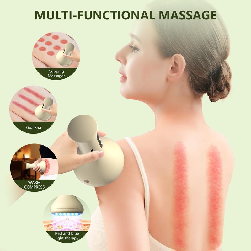 [Australia] - 2 in 1 Handheld Gua Sha & Cupping Massager - 9 Modes Electric Vacuum Suction for Muscle Recovery, Body Sculpting Massage, Cordless Rechargeable for Back, Legs, Arms 
