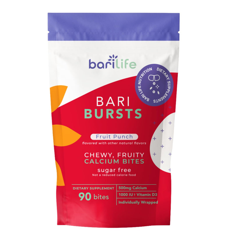 Bari Life Just One, Once Daily Bariatric Multivitamin with Iron (30 Tablets) and BariBurst Calcium Citrate Soft Chews for Gastric Bypass, Gastric Sleeve and Duodenal Switch (Fruit Punch)