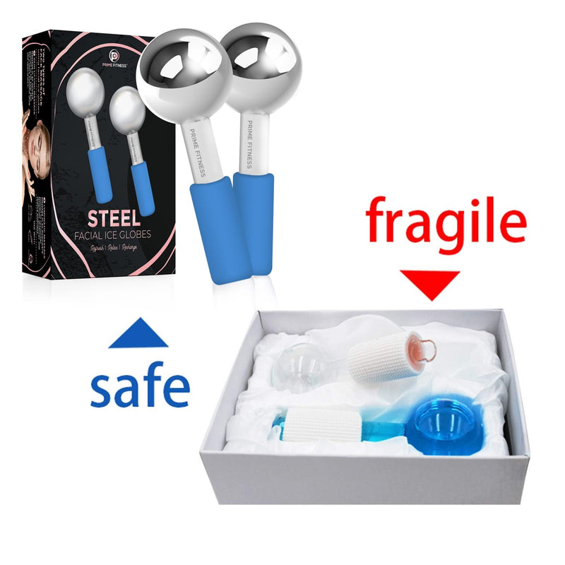 Ice Globes for Facials | Unbreakable Steel Cooling Roller | Cryo Sticks for Face | Massager for Face Neck & Eyes | Skin Care for Dark Circles, Puffiness, Wrinkles, Collagen Production (Blue) Blue
