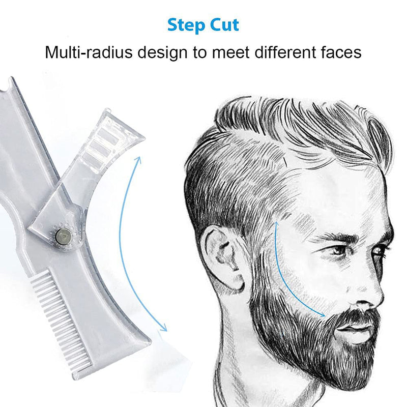 [Australia] - Beard Shaper Stencil Beard Shaping Tool Styling Comb Stencil for Goatee Mustache Sideburns Facial Hair Trimming Guide for Men 