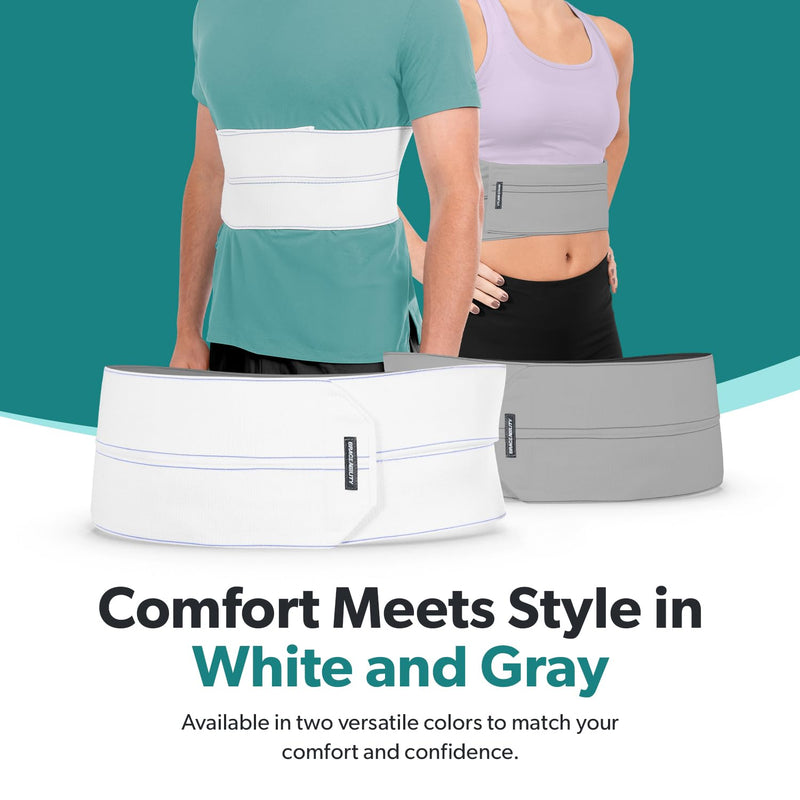 BraceAbility Broken Rib Brace for Women and Men - Rib Protector Compression Wrap, Chest Support Belt for Bruised, Fractured, Dislocated Ribs, Costochondritis Relief, Sternum Brace (Female - Gray) Universal Female