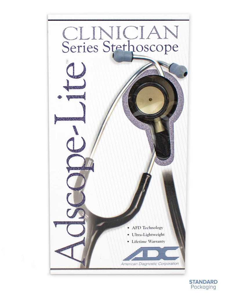 [Australia] - ADC 619CHM Adscope Lite Model 619 Ultra Lightweight Clinician Stethoscope with Tunable AFD Technology, Champagne Finish with Black Tubing 