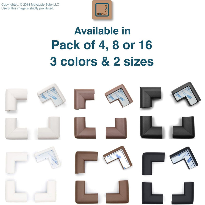 [Australia] - Roving Cove Corner Protector for Baby (8 Large Corners), Hefty-Fit Heavy-Duty Soft Rubber Foam Furniture Corner Bumper Guards, 3M Adhesive Pre-Taped, Oyster White (Off White) 