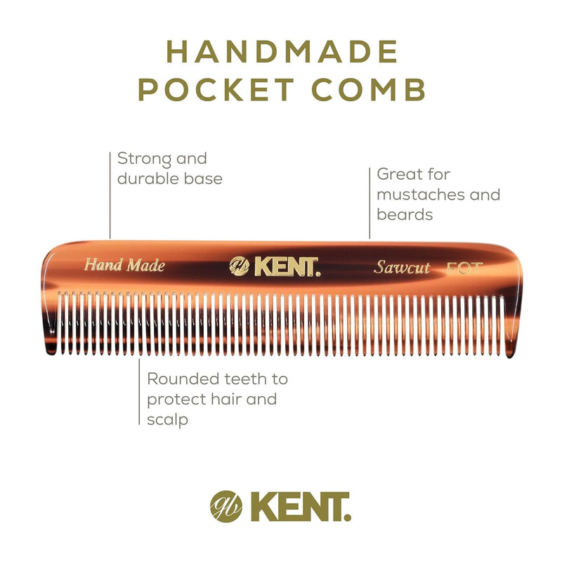 Kent Set of 3, 81T Small Beard and Mustache Comb, Fot All Fine Pocket Comb and PF22 Hair Brush and Beard Bruh, Best Beard and Mustache Grooming Kit for Travel and Home Beard Care, Made in England