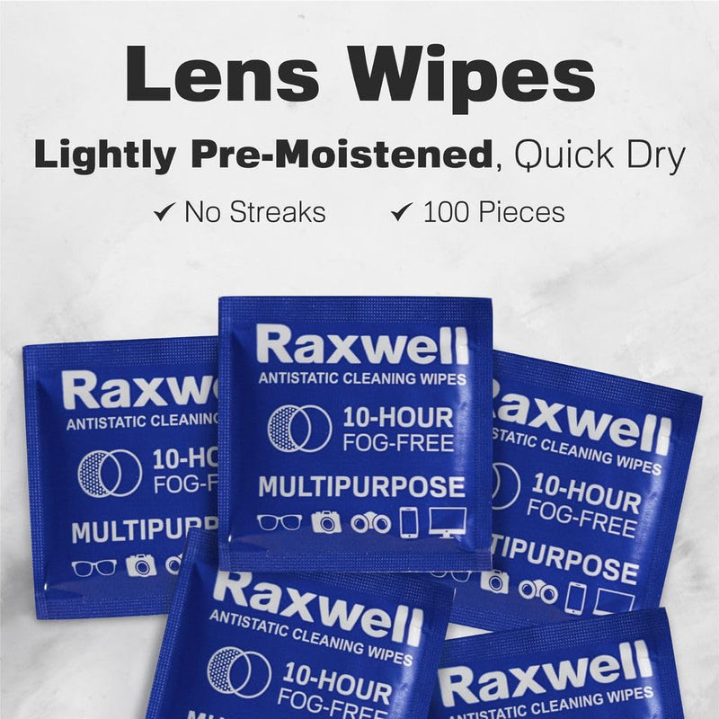 [Australia] - Anti-Fog Wipes for Glasses, Lightly Pre-Moistened, 100 Count, Streak-Free Glasses & Screen Cleaner Wipes. Safe for All Lenses, Eyeglass, Sunglasses, Phone, Camera Lens Individually Wrapped for Travel 